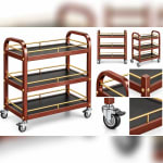 Premium 3 Layer Coffee Brown Mini Rectangle Service Trolley — view 2