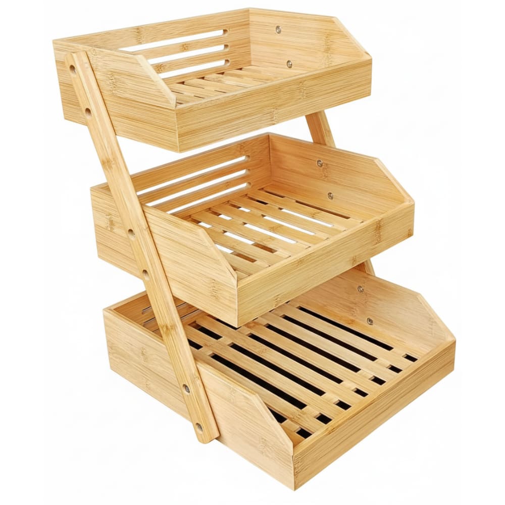 Wooden 3 Layer Multipurpose Foldable Bamboo Rack - Ladder Type