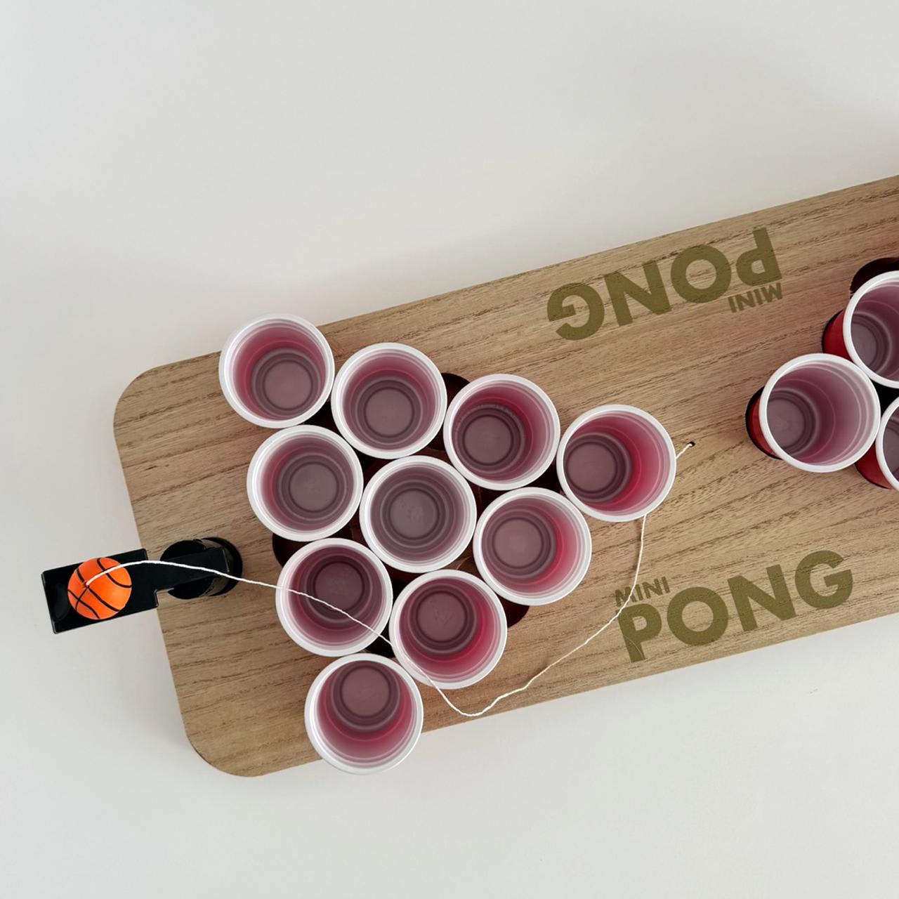 Wooden Mini Beer Pong Game Set (20 Small Cups & 2 Catapult Ball Launchers) — view 10