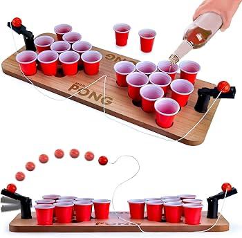 Wooden Mini Beer Pong Game Set (20 Small Cups & 2 Catapult Ball Launchers) — view 6