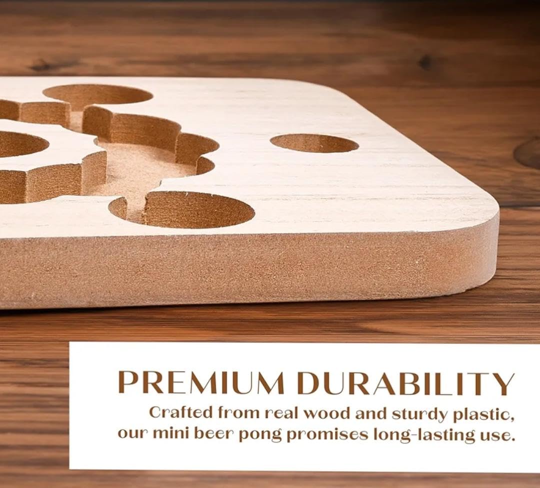 Wooden Mini Beer Pong Game Set (20 Small Cups & 2 Catapult Ball Launchers) — view 7