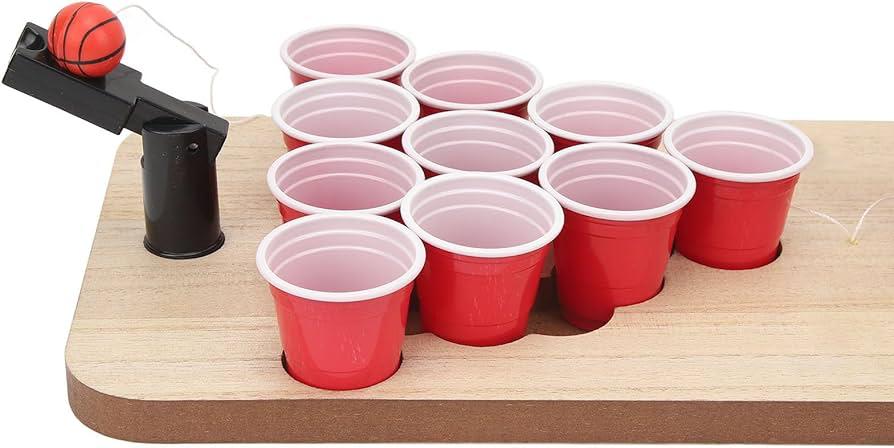 Wooden Mini Beer Pong Game Set (20 Small Cups & 2 Catapult Ball Launchers) — view 8