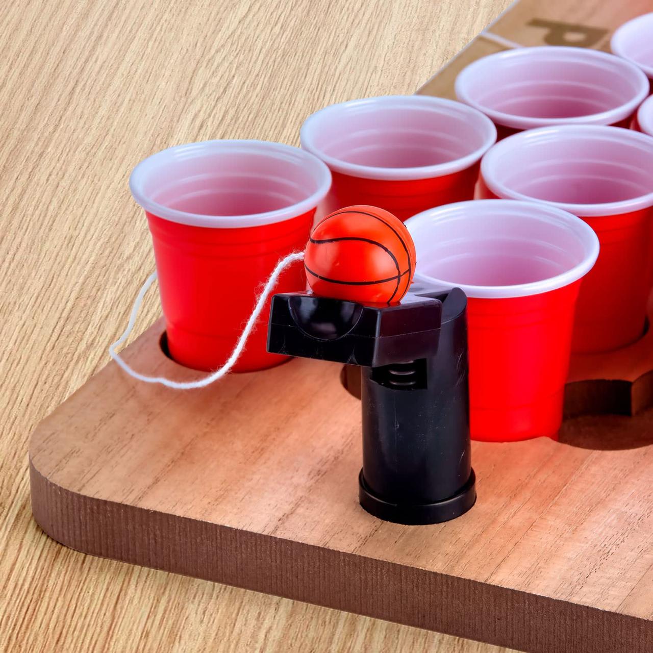 Wooden Mini Beer Pong Game Set (20 Small Cups & 2 Catapult Ball Launchers) — view 9