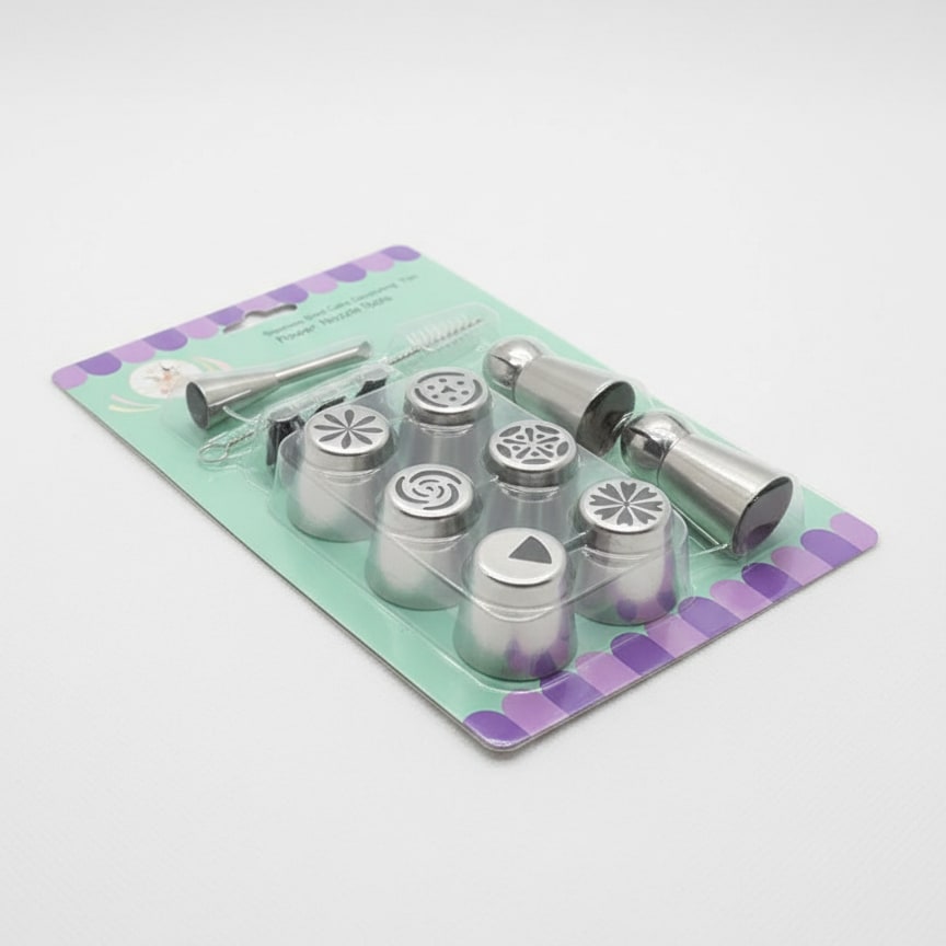SS Russian/Balloon/V-Shaped Assorted Nozzle 13pc with Nozzle Cleaning Brush - YG19 — view 5