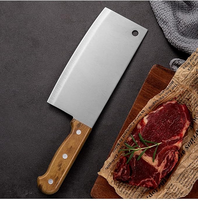 Super Heavy Wooden Handle SS Bone Chopper - 10" — view 2