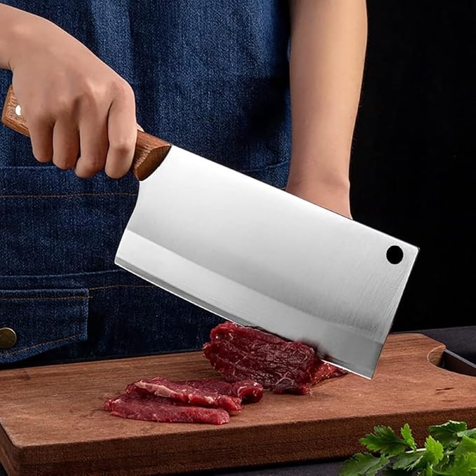 Super Heavy Wooden Handle SS Bone Chopper - 10" — view 3
