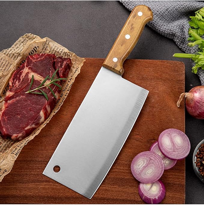Super Heavy Wooden Handle SS Bone Chopper - 10" — view 4
