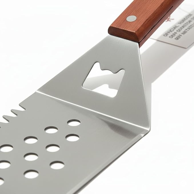 Wooden Flat Handle SS Rectangle Lifter + Scraper with Side Teeth 19x10cm — view 5