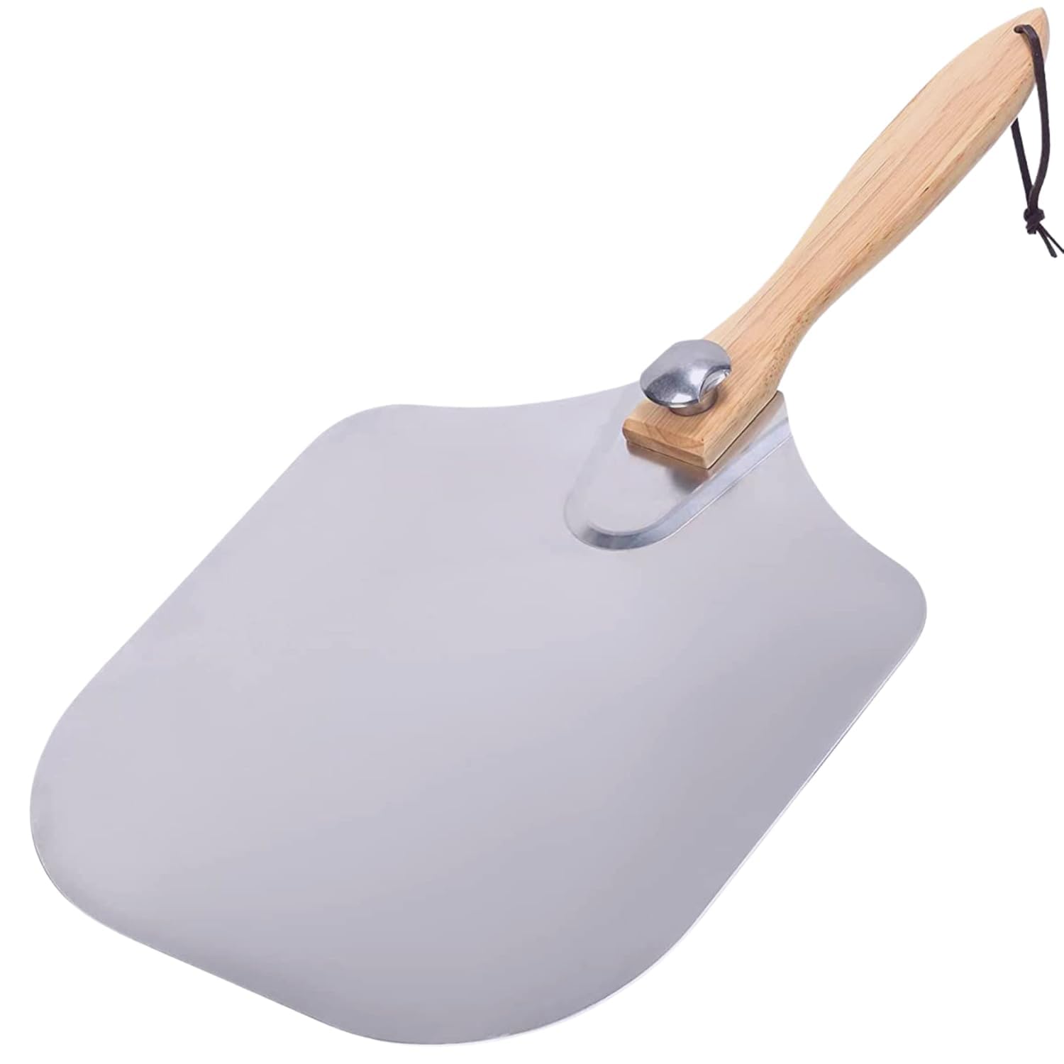 Wooden Flat Foldable + Curved Handle SS Pizza Lifter 36x31cm