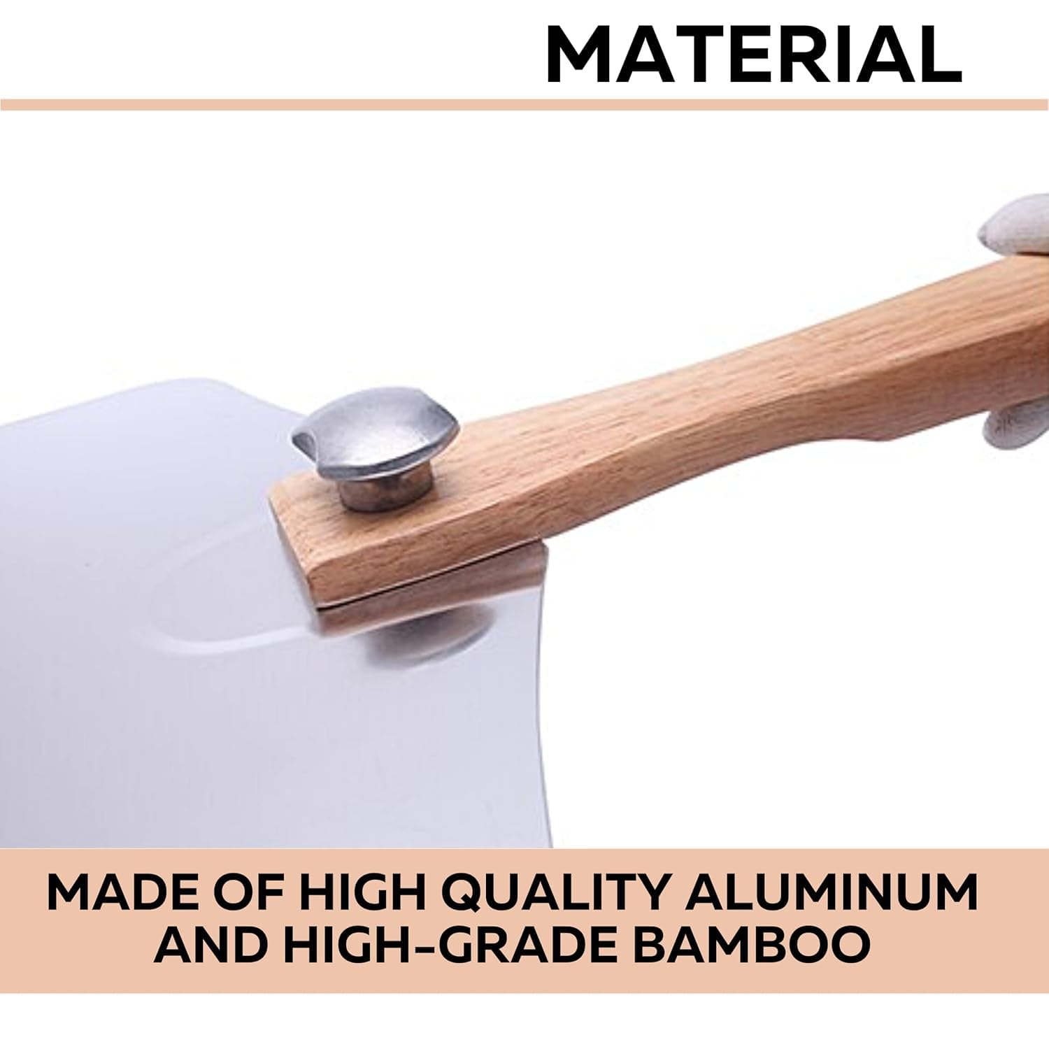 Wooden Flat Foldable + Curved Handle SS Pizza Lifter 36x31cm — view 4