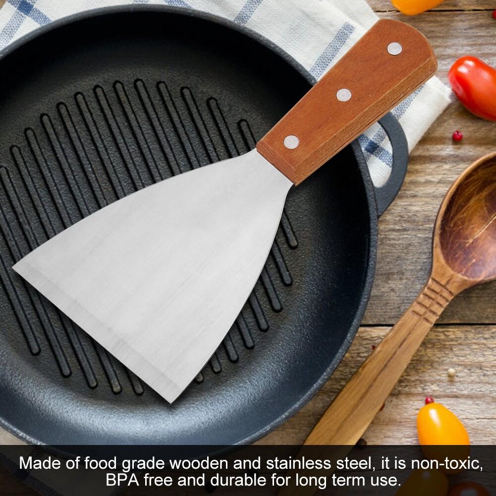 Wooden Flat Handle SS U Shaped Cross Angled Scraper - No.32 — view 5