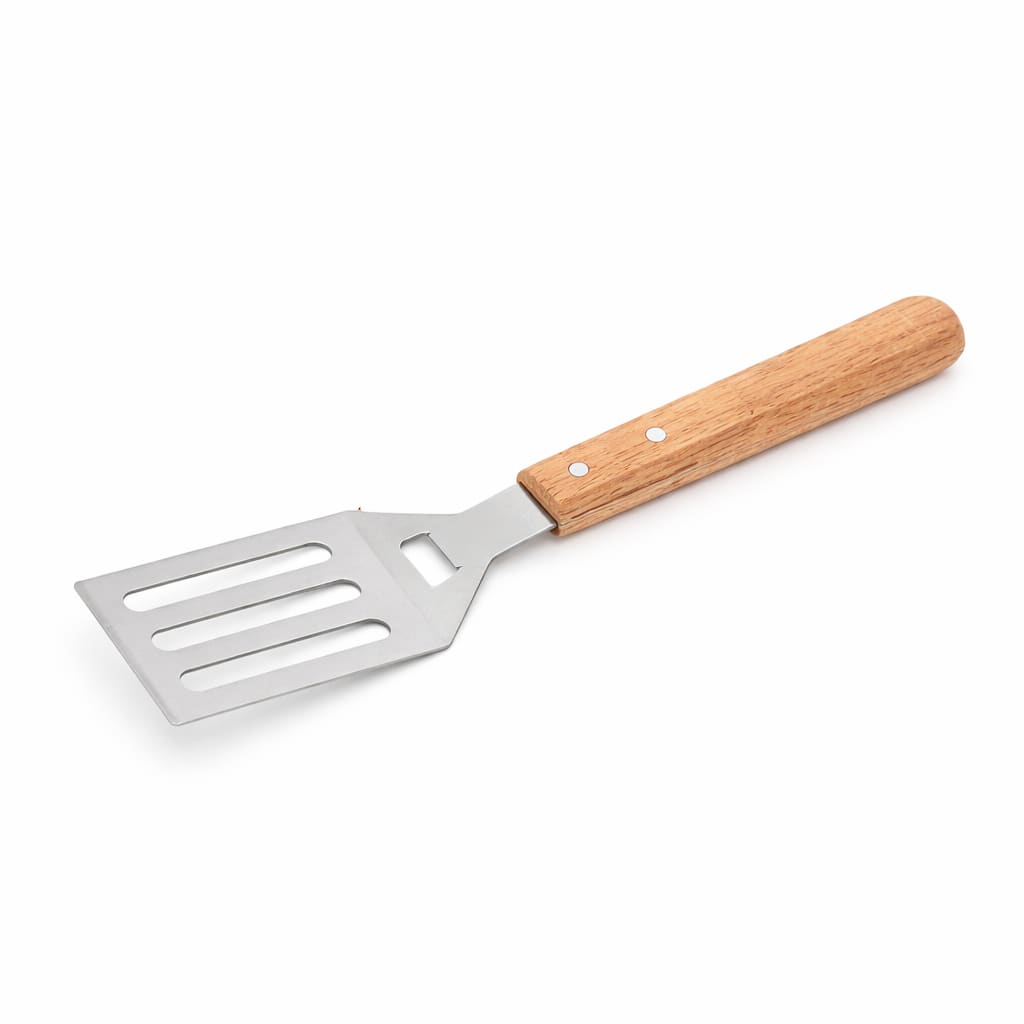 Wooden Flat Handle SS Rectangle Lifter with 4 Holes - No.30