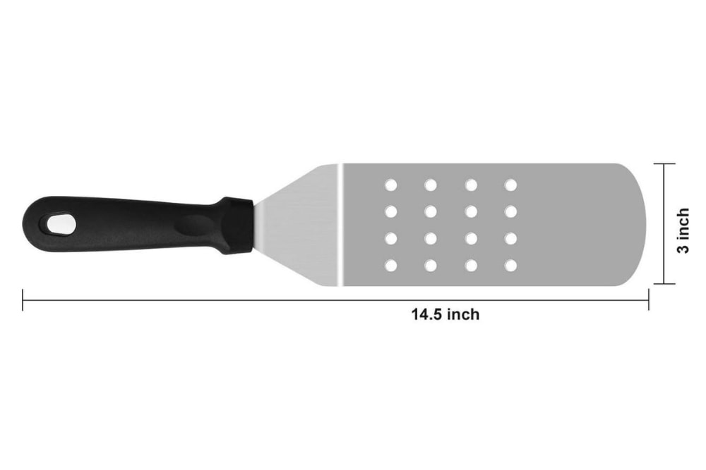 Plastic Black Handle SS Rectangle Lifter with Holes - No.67 — view 2