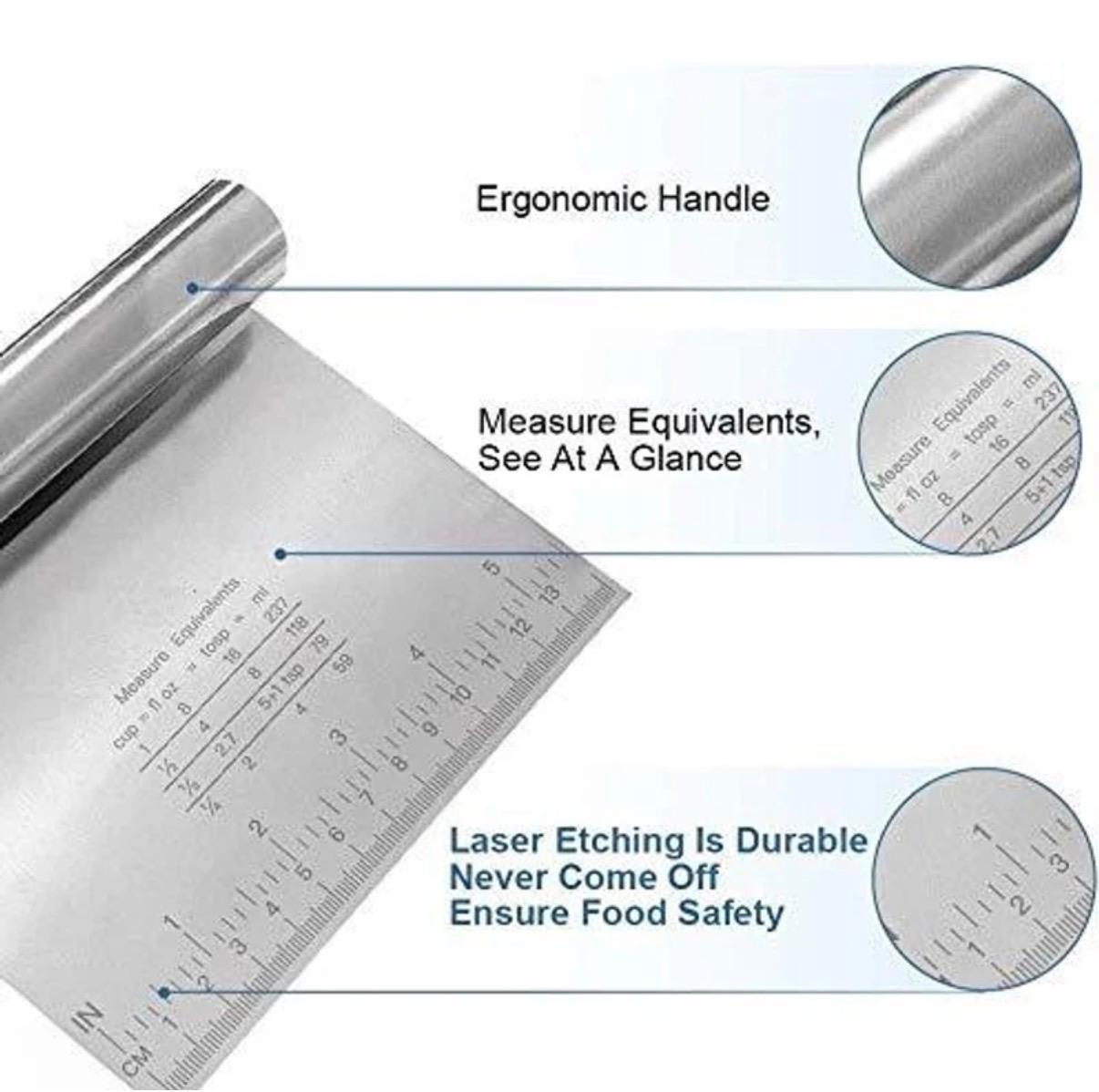 Full SS Dough Scraper with Markings 15cm — view 6