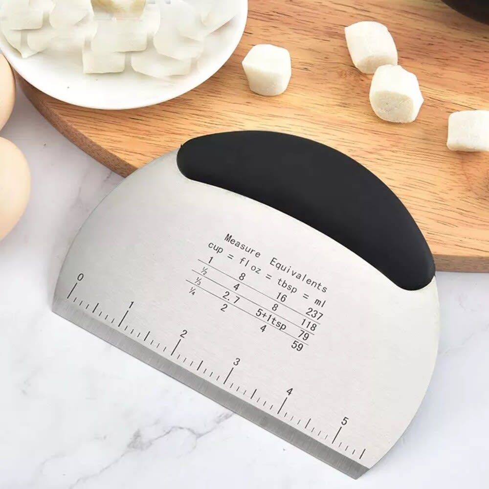 SS Dough Pastry Cutter with Measuring Scale - Black — view 2