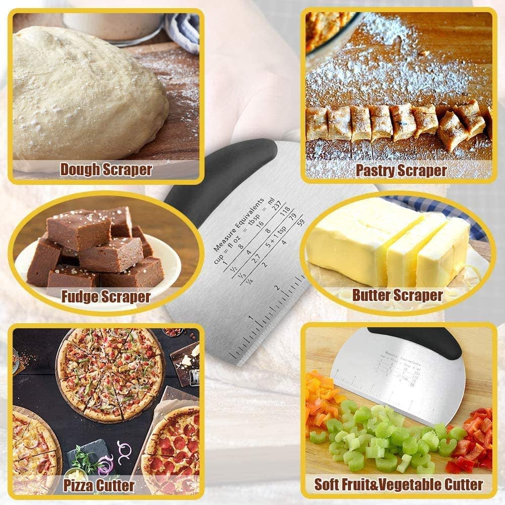 SS Dough Pastry Cutter with Measuring Scale - Black — view 3