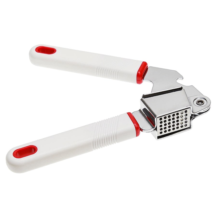 SS 2 in 1 Garlic Press with Bottle Opener - White Handle