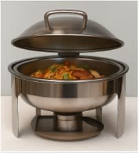 Chafing Dish Round 6L Silver with Gel Based Heating + Matt Top Finish + Hydraulic Soft Close (1 GN Pan of 65mm) — view 3