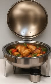 Chafing Dish Round 6L Silver with Gel Based Heating + Matt Top Finish + Hydraulic Soft Close (1 GN Pan of 65mm) — view 4