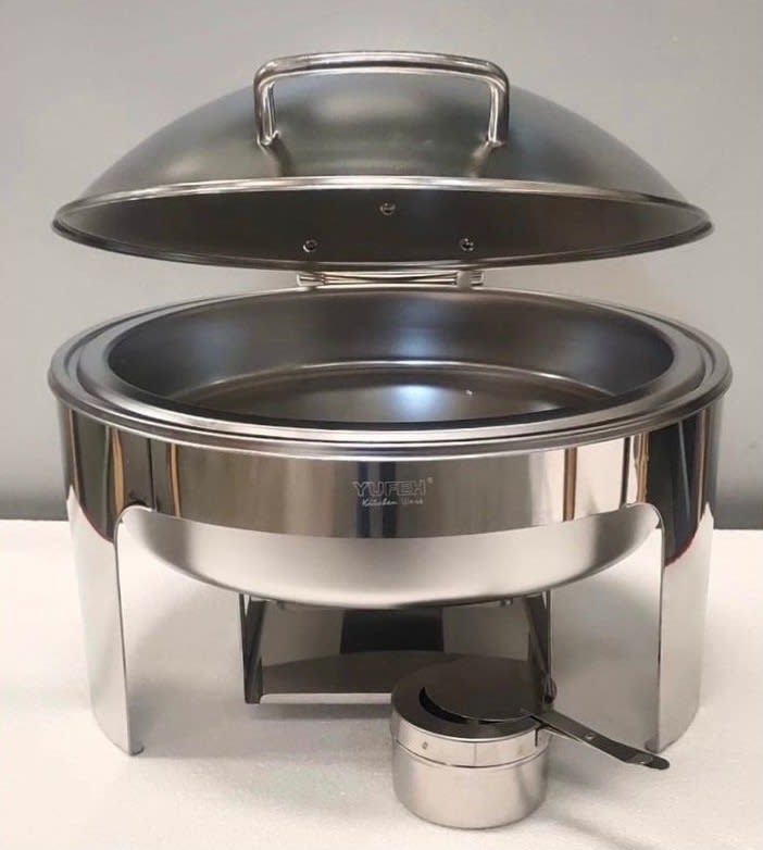 Chafing Dish Round 6L Silver with Gel Based Heating + Matt Top Finish + Hydraulic Soft Close (1 GN Pan of 65mm) — view 7