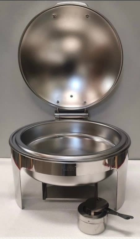 Chafing Dish Round 6L Silver with Gel Based Heating + Matt Top Finish + Hydraulic Soft Close (1 GN Pan of 65mm) — view 8
