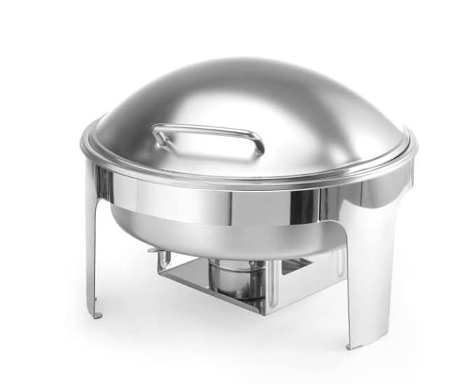 Chafing Dish Round 6L Silver with Gel Based Heating + Matt Top Finish + Hydraulic Soft Close (1 GN Pan of 65mm) — view 9