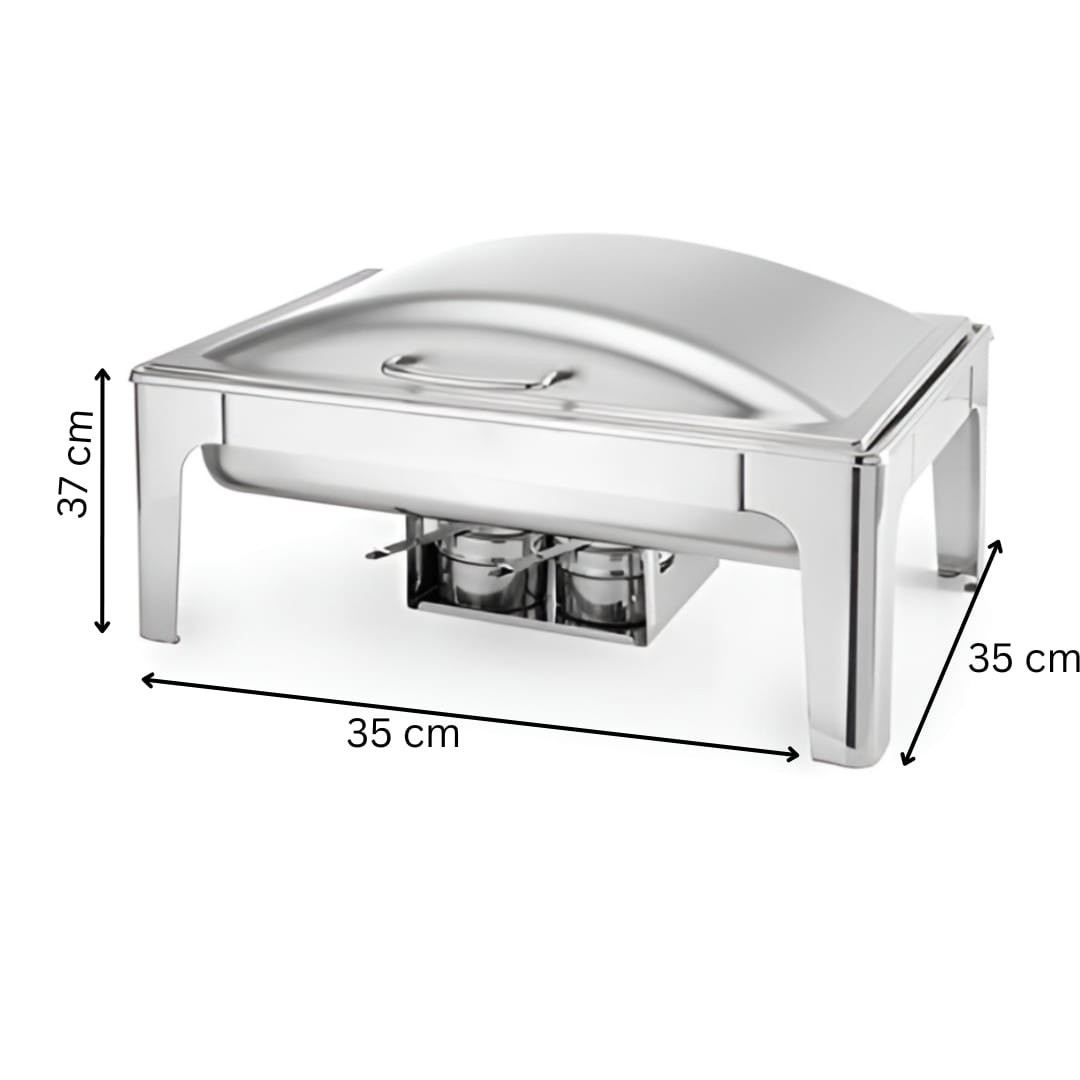Chafing Dish Rectangle 9L Silver with Gel Based Heating + Matt Top Finish + Hydraulic Soft Close (2 GN Pans of 1/2 65mm each) — view 2