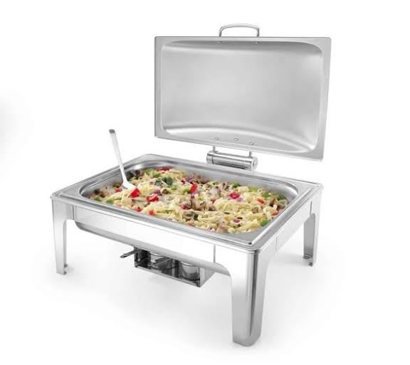 Chafing Dish Rectangle 9L Silver with Gel Based Heating + Matt Top Finish + Hydraulic Soft Close (2 GN Pans of 1/2 65mm each) — view 3