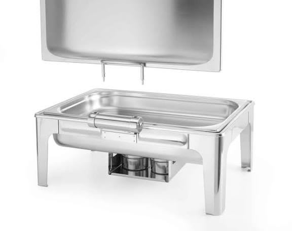 Chafing Dish Rectangle 9L Silver with Gel Based Heating + Matt Top Finish + Hydraulic Soft Close (2 GN Pans of 1/2 65mm each) — view 5