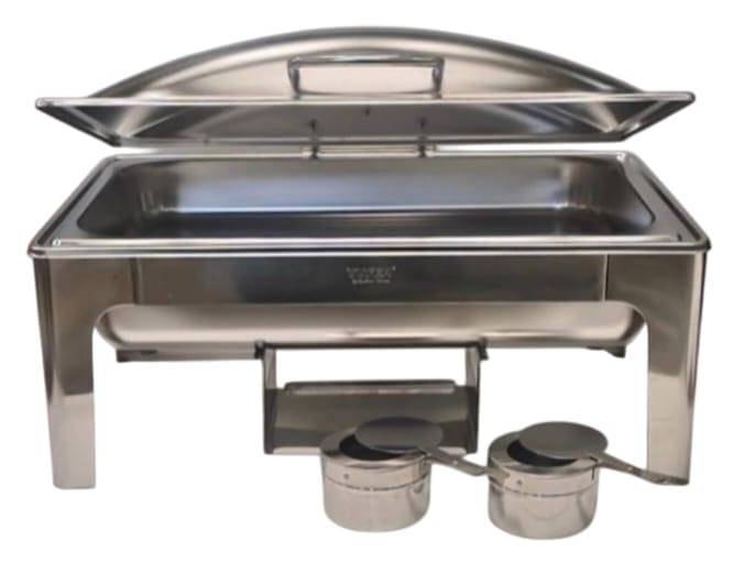 Chafing Dish Rectangle 9L Silver with Gel Based Heating + Matt Top Finish + Hydraulic Soft Close (2 GN Pans of 1/2 65mm each) — view 8
