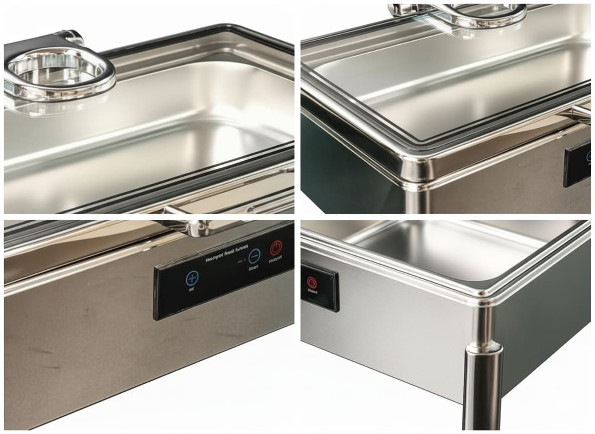 Premium Digital Chafing Dish Rectangle 9L Silver with Inbuilt Heater + Transparent Lid + Hydraulic Soft Close (1 GN Pans of 1/1 65mm) — view 5