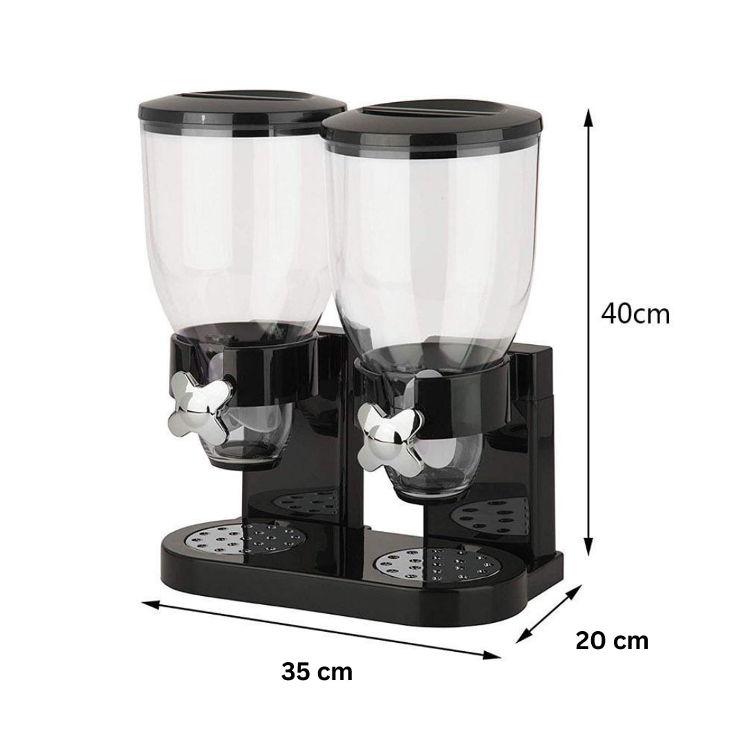 Plastic Black Cereal Dispenser - Double 3.5L + 3.5L — view 2