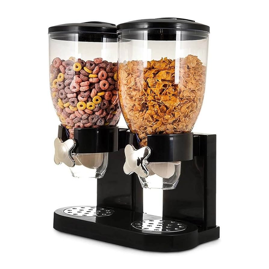 Plastic Black Cereal Dispenser - Double 3.5L + 3.5L — view 3