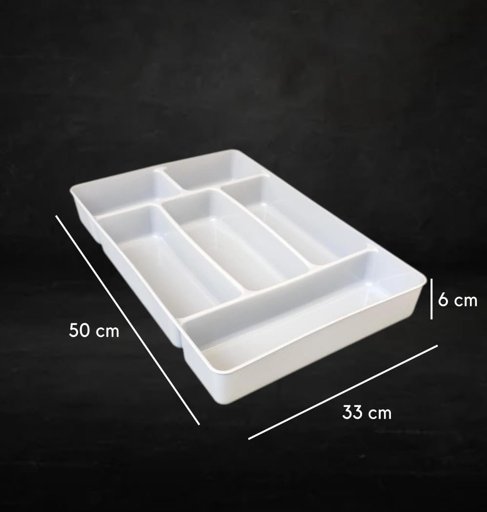Plastic Rectangle Cutlery Holder Rack 6 Compartments - Grey — view 2