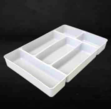 Plastic Rectangle Cutlery Holder Rack 6 Compartments - Grey — view 4