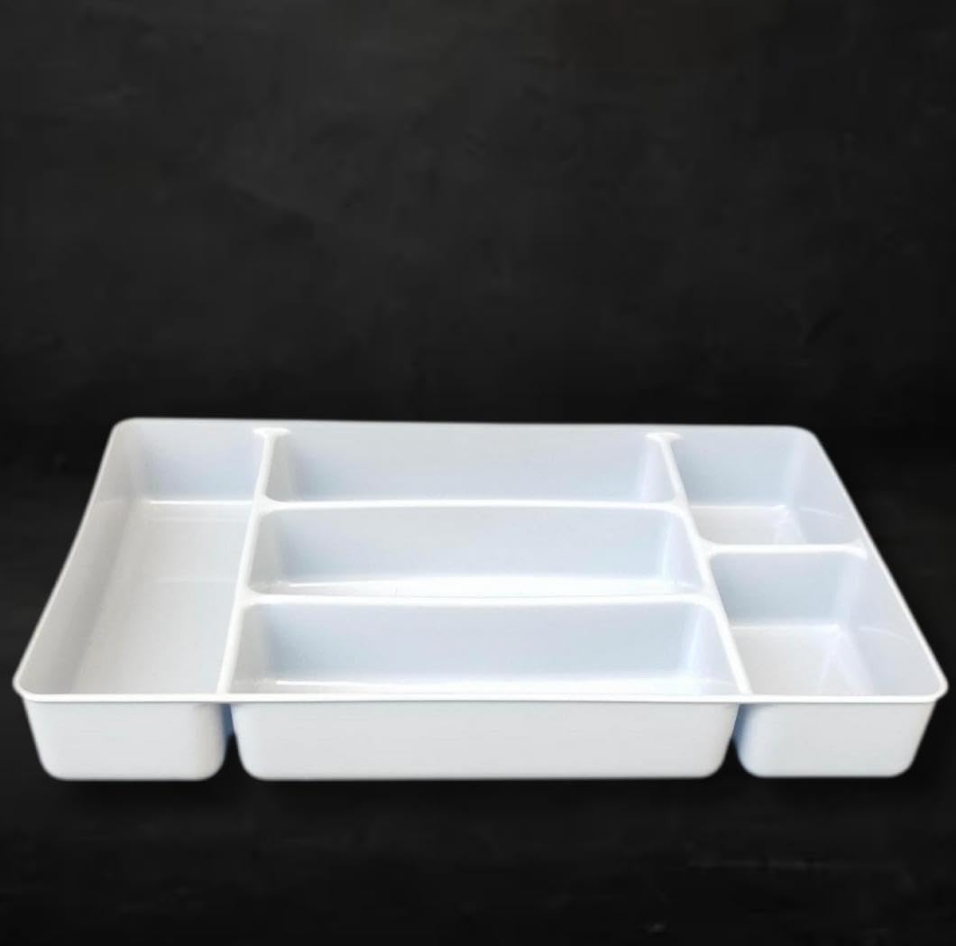 Plastic Rectangle Cutlery Holder Rack 6 Compartments - Grey — view 5