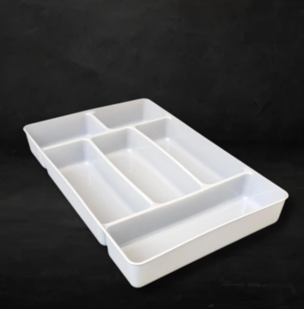 Plastic Rectangle Cutlery Holder Rack 6 Compartments - Grey — view 6