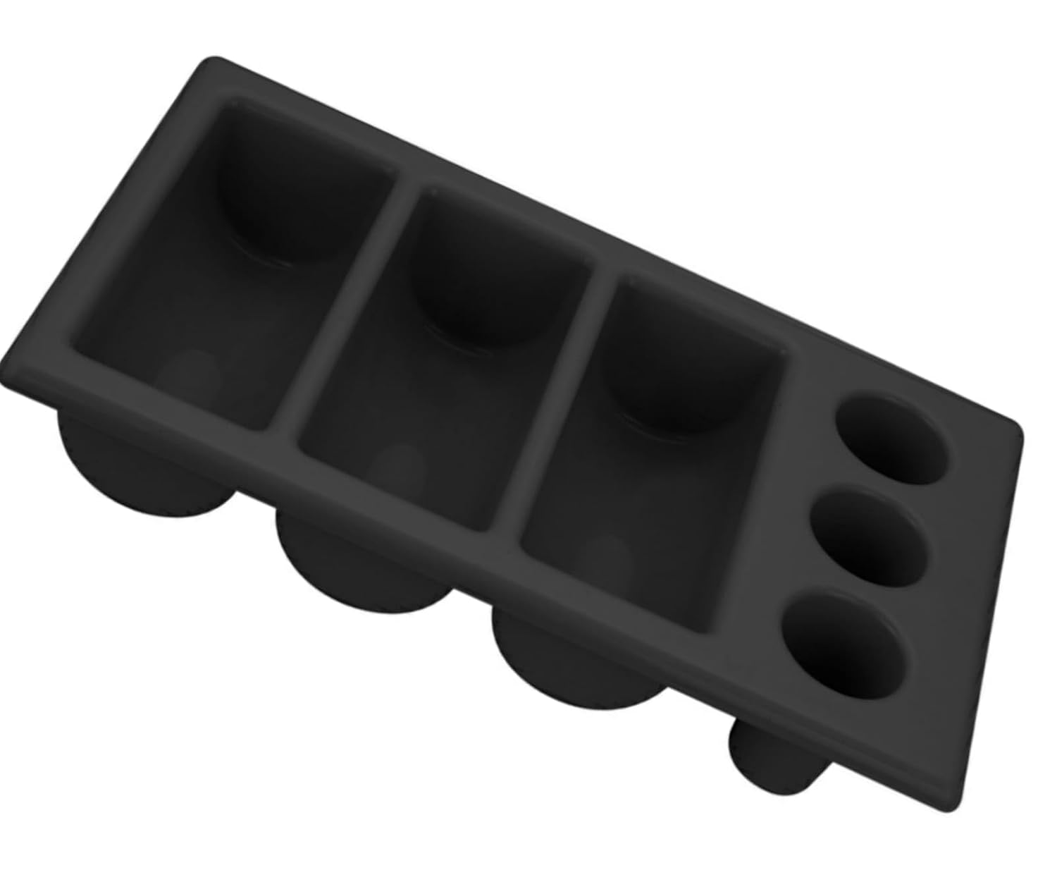 Plastic Round & Rectangle Cutlery Holder Rack 3 + 3 Compartments - Black — view 5