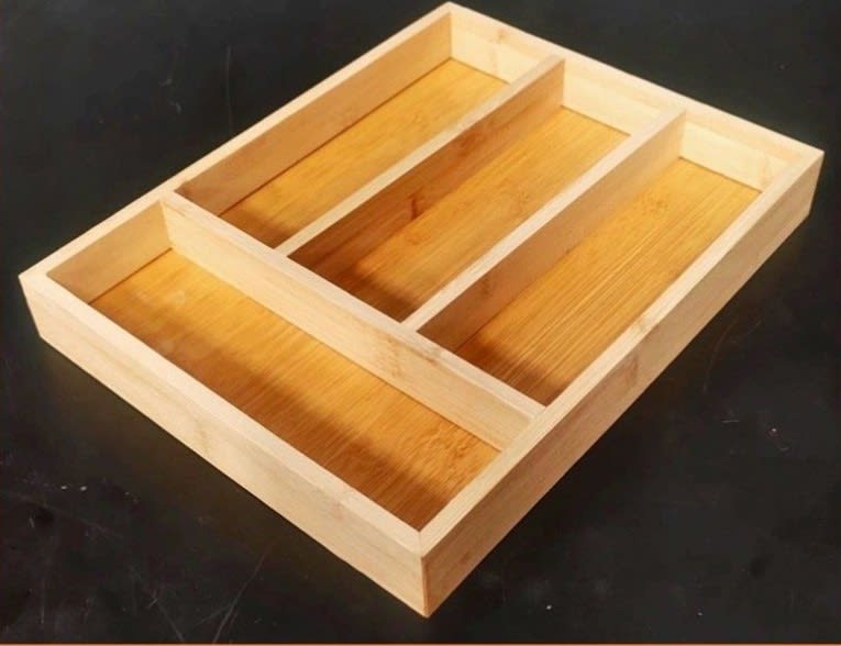 Wooden Rectangle Cutlery Holder Rack 4 Compartments — view 8