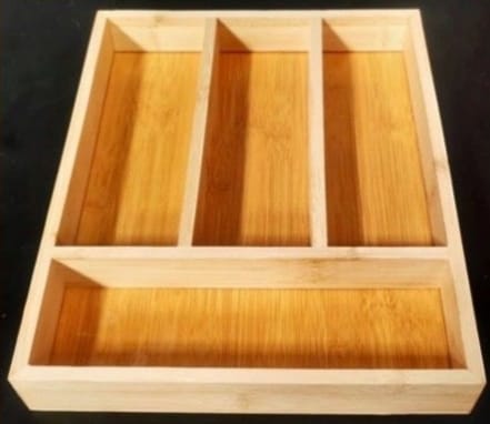 Wooden Rectangle Cutlery Holder Rack 4 Compartments — view 9