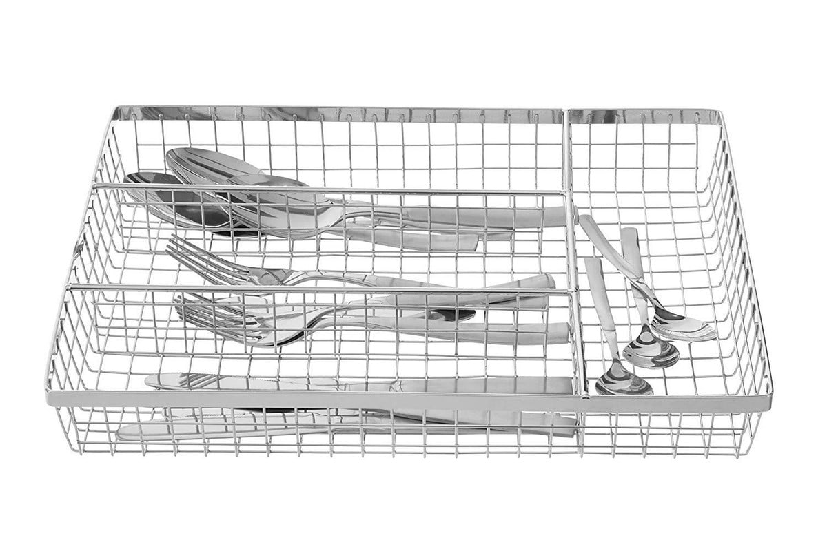 Thick Metal Wire Rectangle Cutlery Holder 4 Compartments - Black — view 4