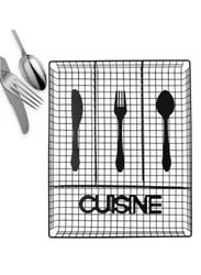 Thick Metal Wire Rectangle Cutlery Holder 4 Compartments - Black — view 8