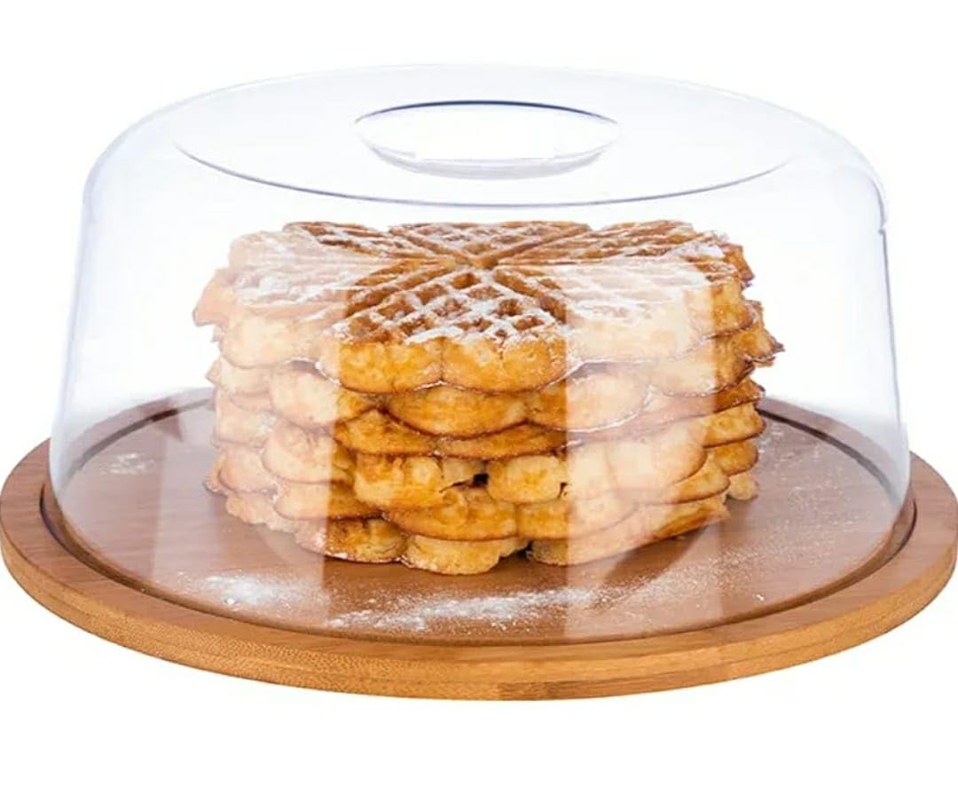 Wooden Bamboo Round Food Tray with Acrylic Lid — view 3
