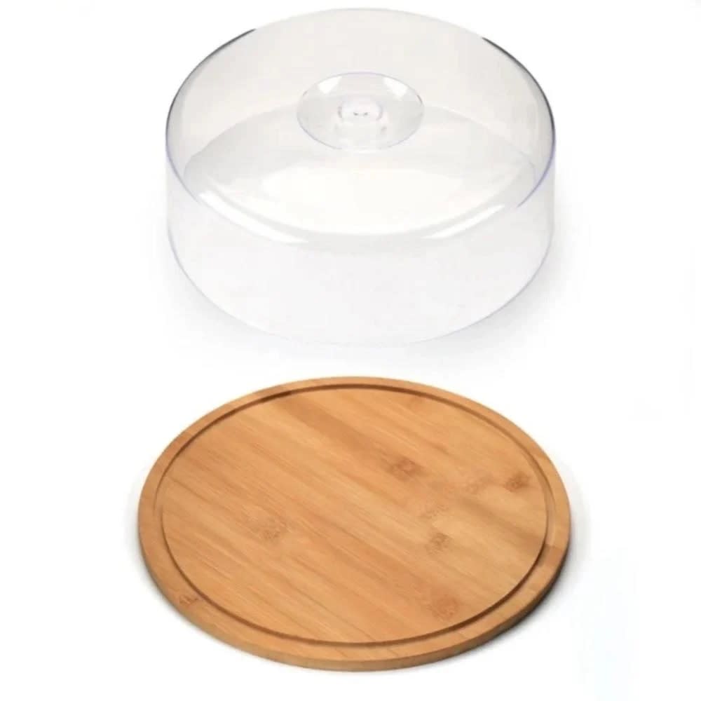 Wooden Bamboo Round Food Tray with Acrylic Lid — view 5