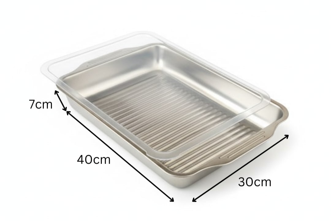 SS Baking Tray with Side Ears & Top PC Cover - 40x30cm — view 2