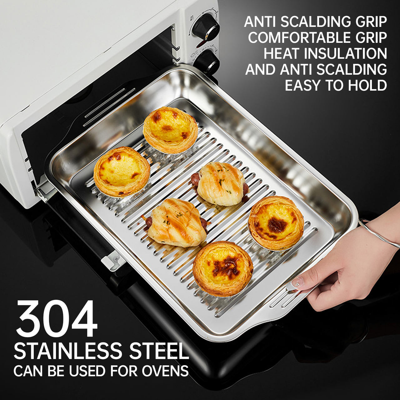 SS Baking Tray with Side Ears & Top PC Cover - 40x30cm — view 3