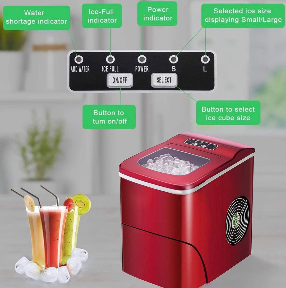 Electric MS Red Body Ice Cube Maker - 5kg/day — view 7