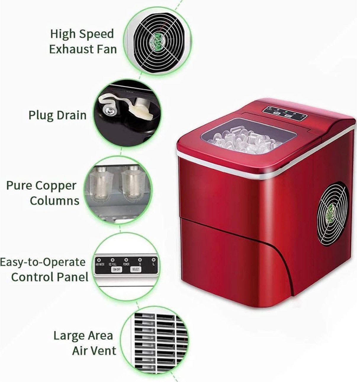 Electric MS Red Body Ice Cube Maker - 5kg/day — view 9