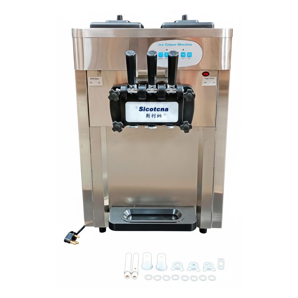 Electric SS Table Top Softy Machine - Double Compressor (3 Nozzles)
