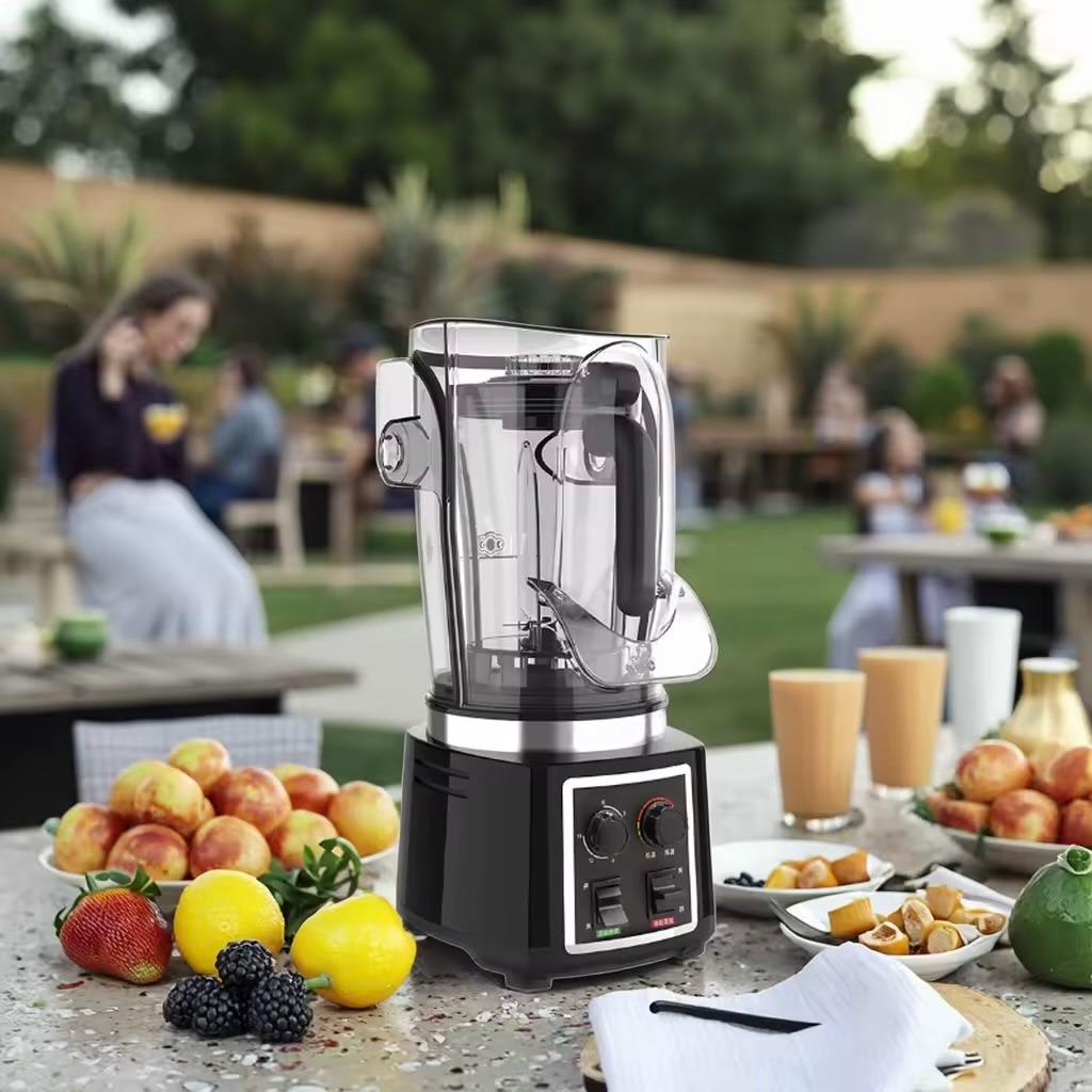 Electric 2L Soundproof Commercial Blender with Toughened Jar - Black — view 3